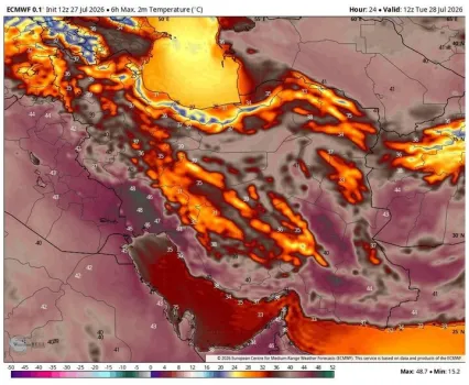 هشدار وقوع سیلاب در 4 استان دمای خوزستان و ایلام به 49 درجه می رسد